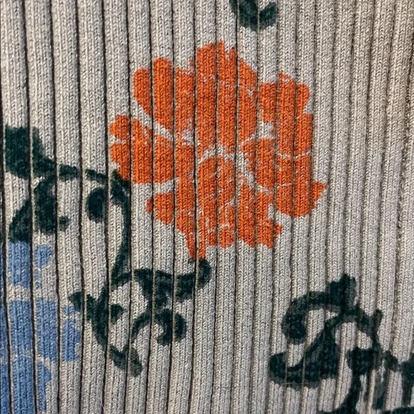 Free people intimately Floral Ribbed Knit Tank Top - Gray, Red, Blue NWT, L - Picture 3 of 4